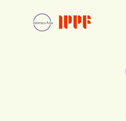 A yellow banner image with circle and spiral designs in yellow and purple on the left and right edges. On the top in the middle are the Intersex Asia and IPPF logos. 