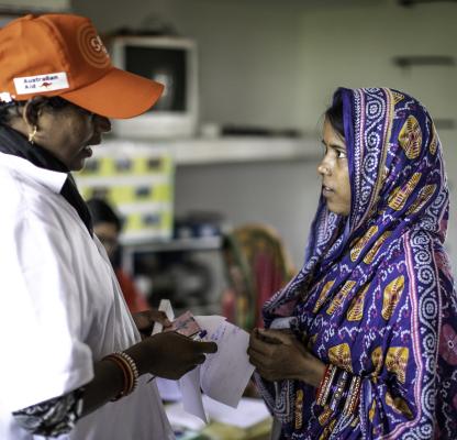 A service provider in conversation with a client