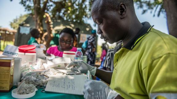 Healthcare worker at a mobile clinic
