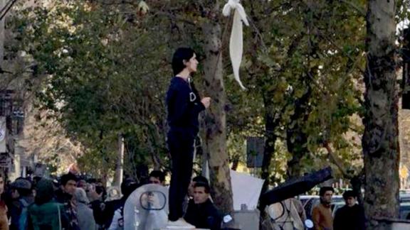 Vida Movahed, an Iranian woman who inspired antihijab protests by removing her obligatory Islamic head scarf in a public gesture of defiance in December 27, 2017