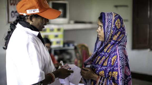 A service provider in conversation with a client